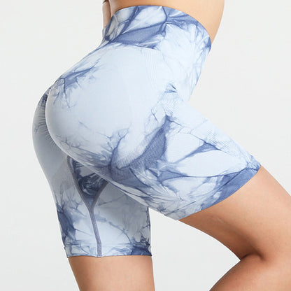 High Waist Tie Dye Yoga Shorts for Women