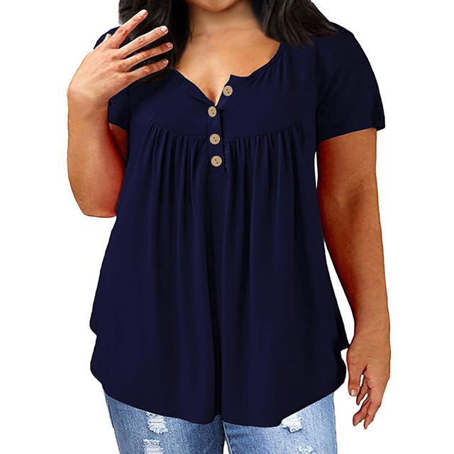 Plus Size Women's Loose Fit Short Sleeve T-Shirt