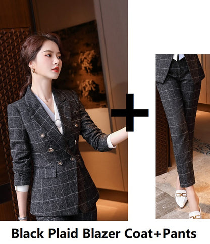 Chic Plaid Office Suit for Women