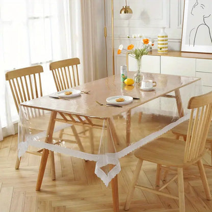 Transparent PVC Lace Tablecloth, Oil-Proof and Heat-Resistant