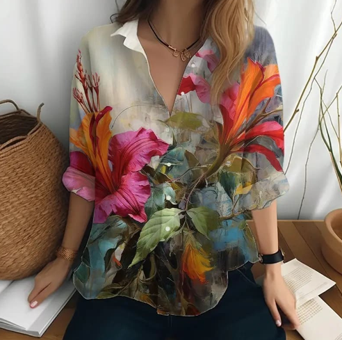 Magdalena Women's Casual Printed Blouse (One Piece)