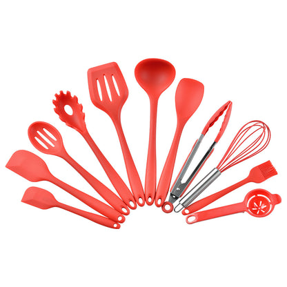 10-Piece Silicone Kitchen Utensil Set with Storage Bucket