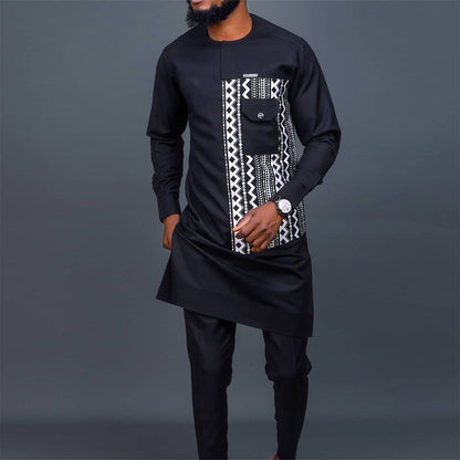 Ethnic Black Pocket Ensemble for Men