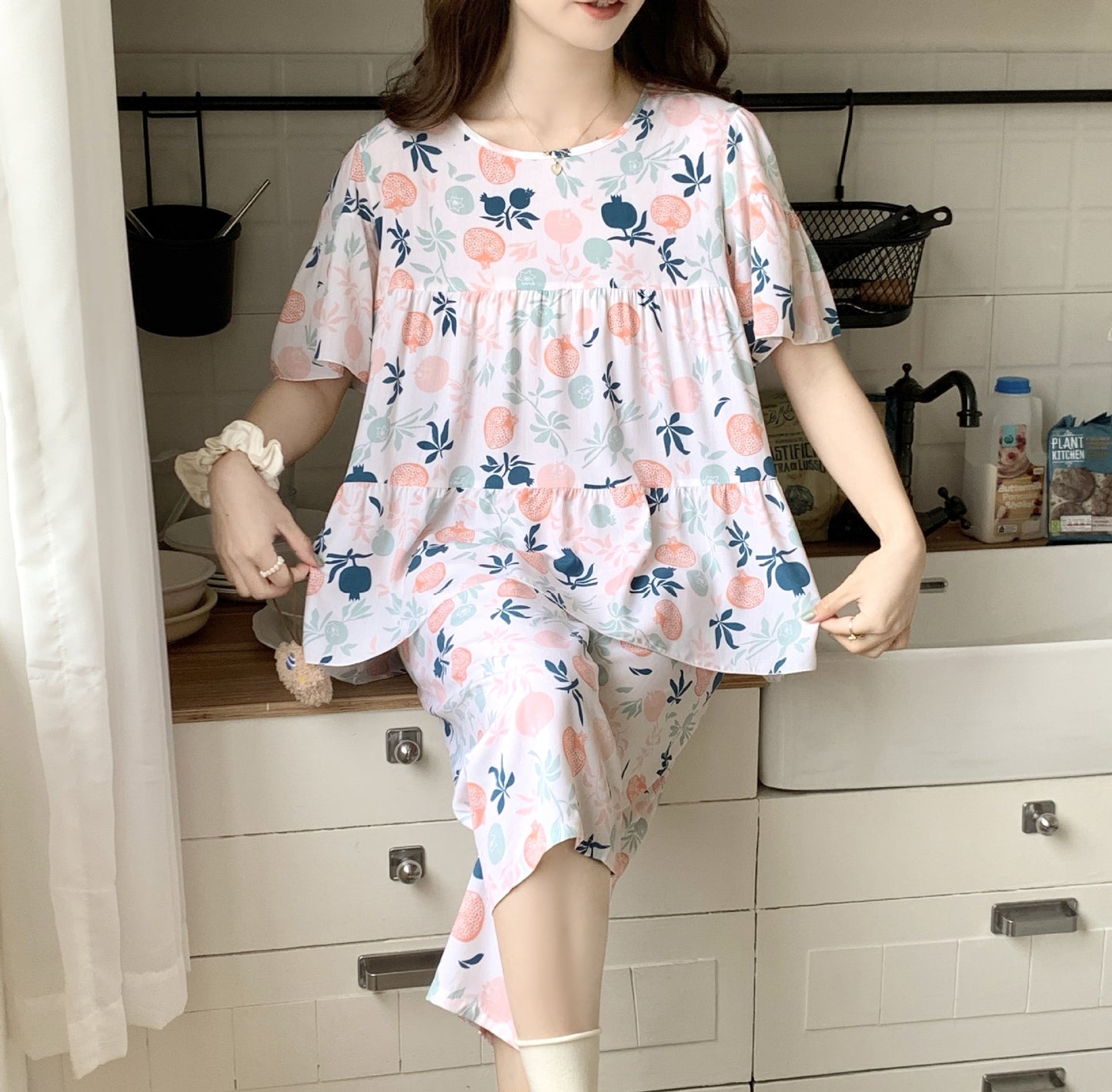 Women's Cotton Pajamas Set - Short Sleeve