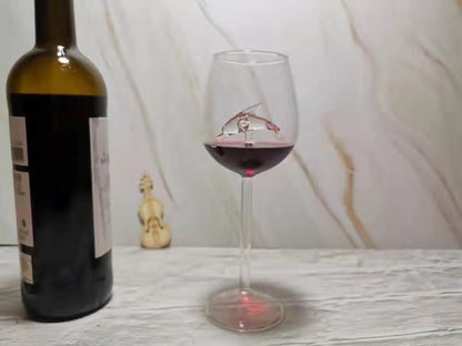 Creative Shark High Wine Glass with Octopus Design