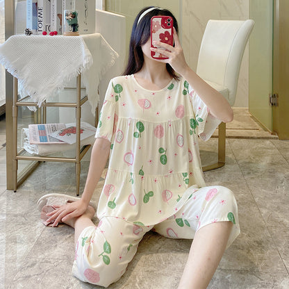 Women's Cotton Pajamas Set - Short Sleeve