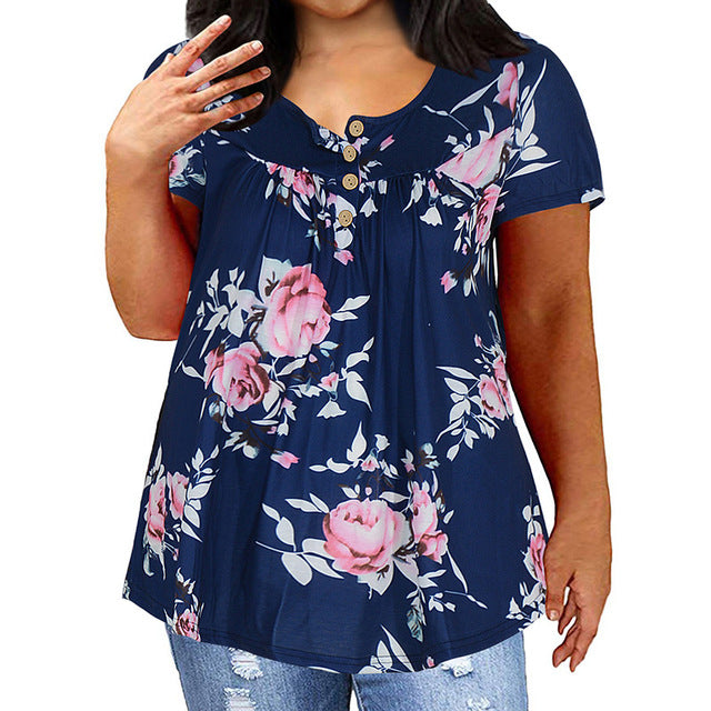 Plus Size Women's Loose Fit Short Sleeve T-Shirt