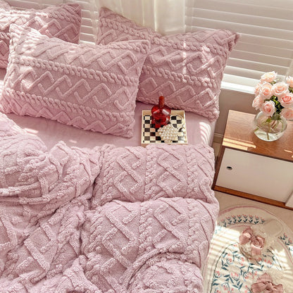 Thickened Warm Milk Fiber Four-Piece Bed Set