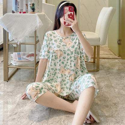 Women's Cotton Pajamas Set - Short Sleeve