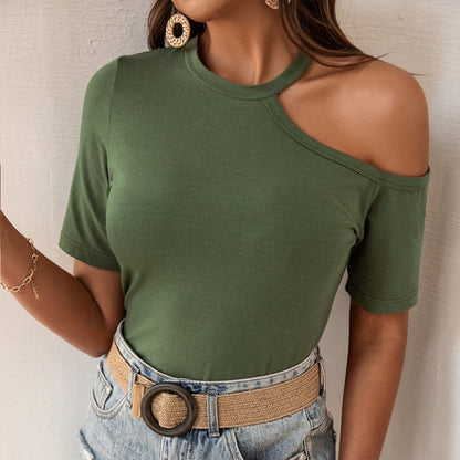Off-the-Shoulder Leopard Print T-Shirt