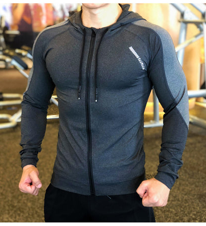 Men's Athletic Compression Running Jacket for Outdoor Use