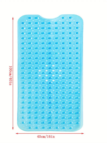 Extra Large Blue Non-Slip Bath Mat with Suction Cups