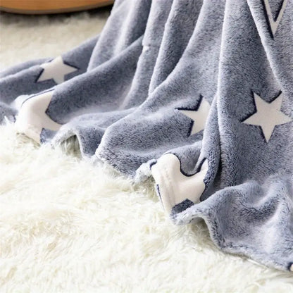 Glow In The Dark Flannel Blanket - Star Moon Pattern