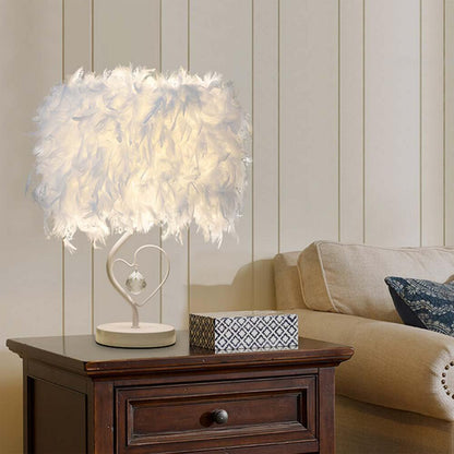 LED Feather Heart Crystal Table Lamp for Home Decor