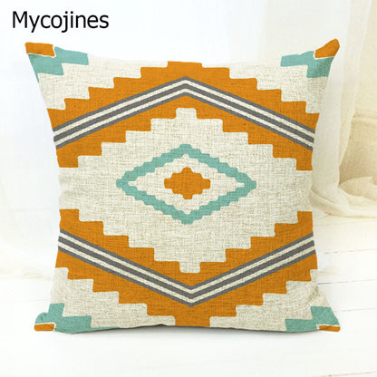 Geometric Pattern Pillowcase with Triangles and Letters