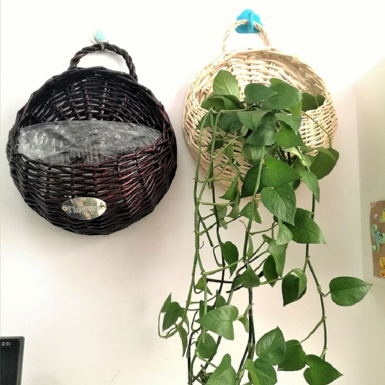 Woven Wall-Mounted Flower Pot Basket for Decor