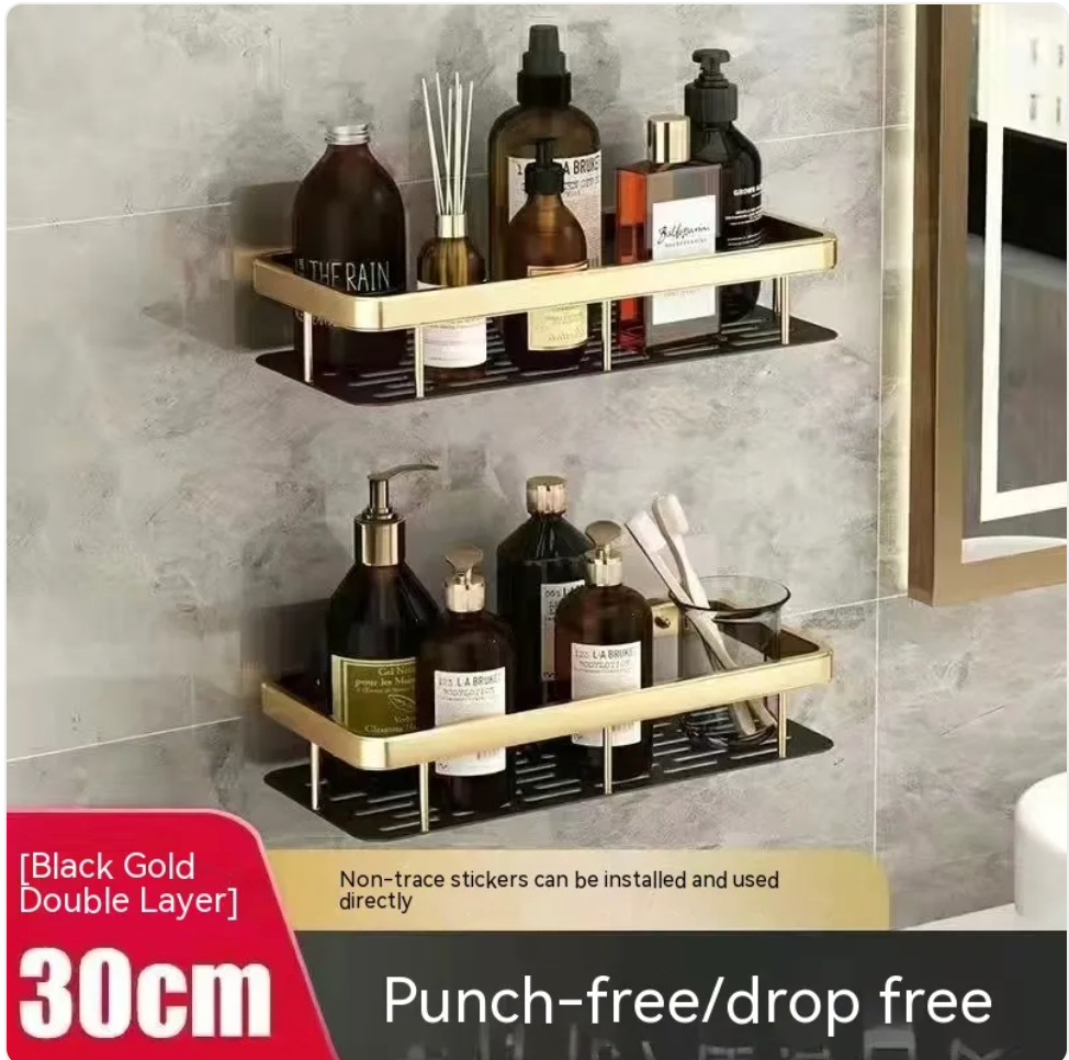 Punch-Free Bathroom Storage Rack