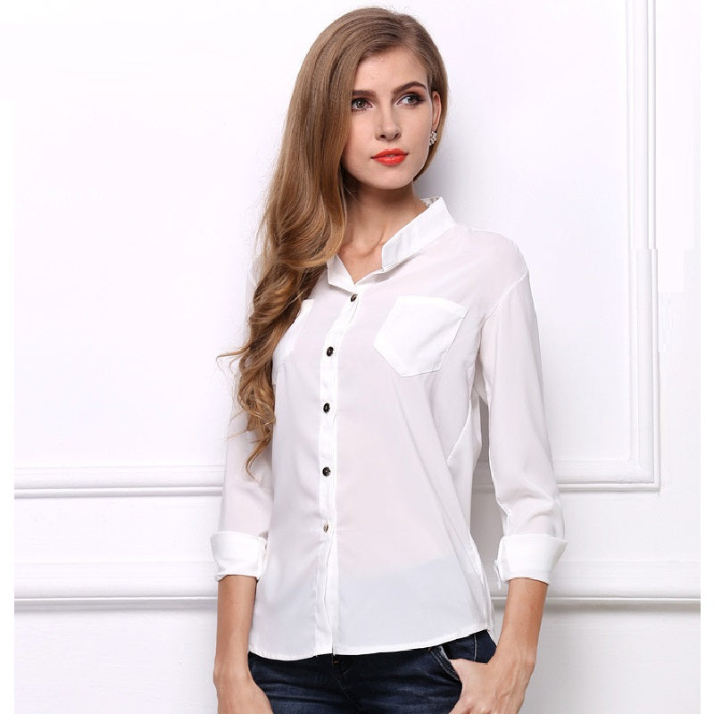 Casual Women's Long Sleeve Chiffon Blouse