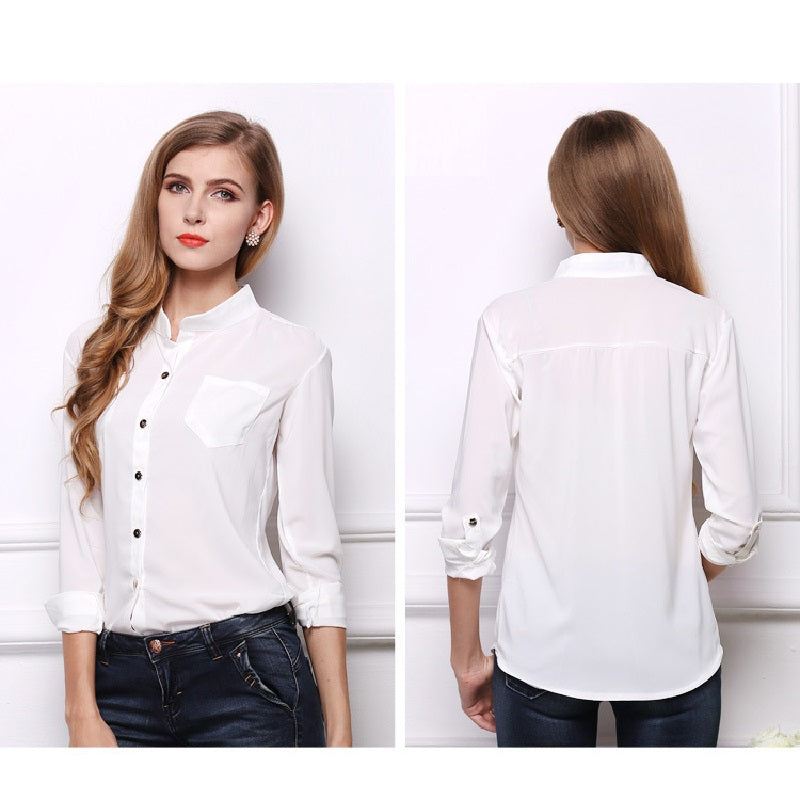 Casual Women's Long Sleeve Chiffon Blouse