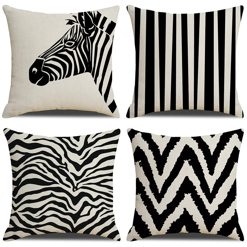 Abstract Black and White Zebra Cushion Cover for Sofa