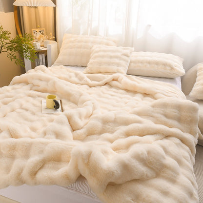 Plush Rabbit Velvet Thick Blanket Double-Sided Fleece