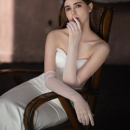 WG099 Pure White Flowing Tulle Dress