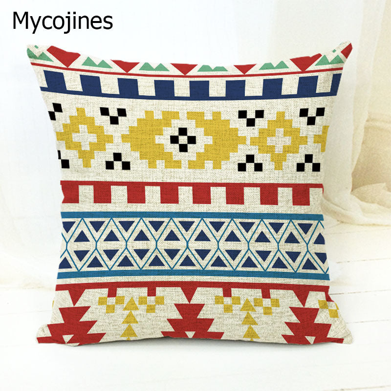 Geometric Pattern Pillowcase with Triangles and Letters