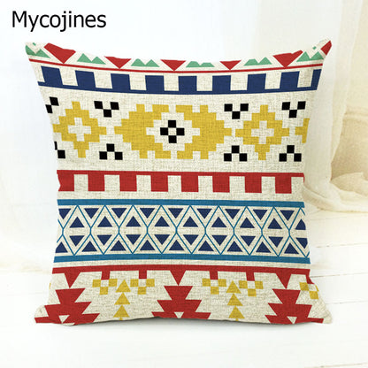 Geometric Pattern Pillowcase with Triangles and Letters
