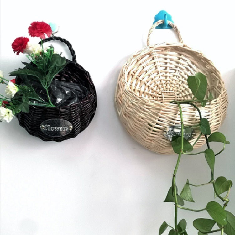 Woven Wall-Mounted Flower Pot Basket for Decor