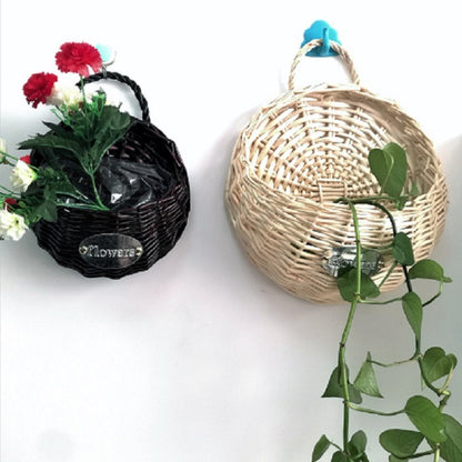 Woven Wall-Mounted Flower Pot Basket for Decor