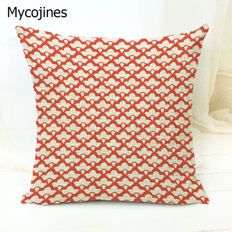 Geometric Pattern Pillowcase with Triangles and Letters