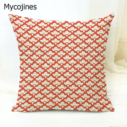 Geometric Pattern Pillowcase with Triangles and Letters