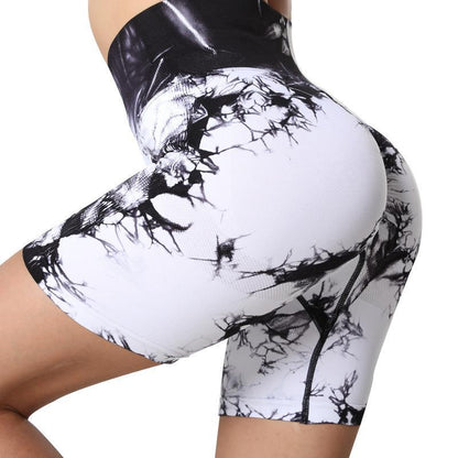 High Waist Tie Dye Yoga Shorts for Women