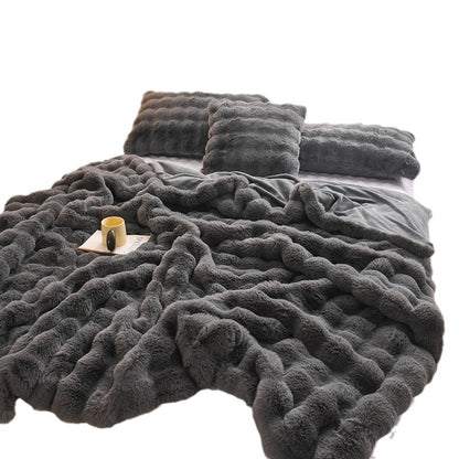 Plush Rabbit Velvet Thick Blanket Double-Sided Fleece