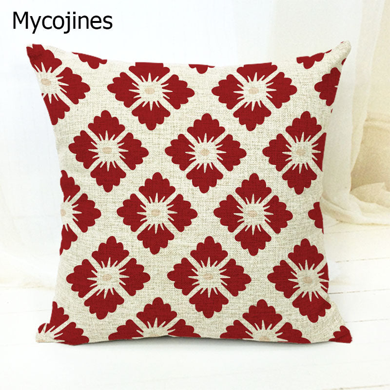 Geometric Pattern Pillowcase with Triangles and Letters