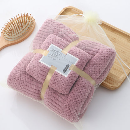 Coral Fleece Absorbent Towel Set