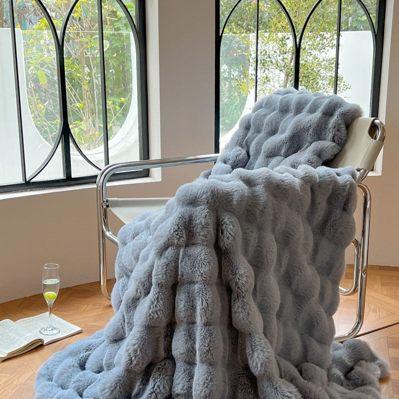 Plush Rabbit Velvet Thick Blanket Double-Sided Fleece