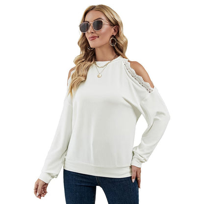 Chic Lace Accent Drop Shoulder Tee