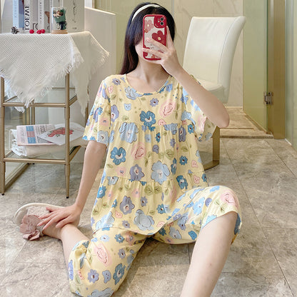Women's Cotton Pajamas Set - Short Sleeve