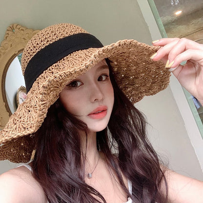 Women's Summer Lace-up Foldable Beach Hat
